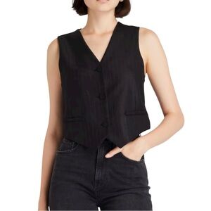 Sandro Pinstriped Twill and Satin Vest 40
